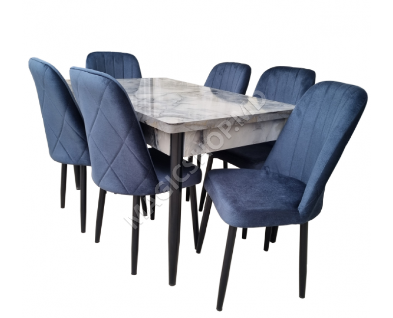Комплект для столовой 80x130/170 см Marmol 6 стульев